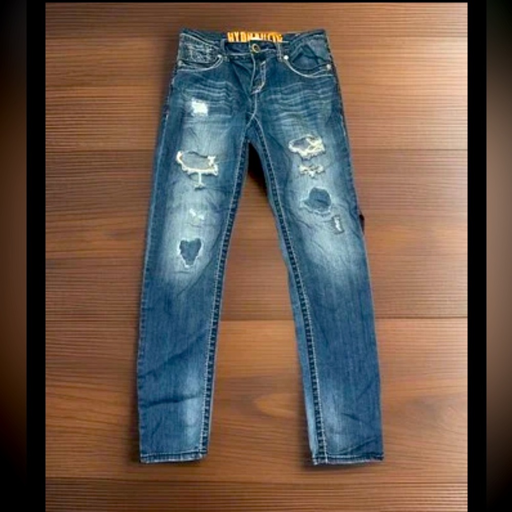 Hydraulic Bailey Denim Jeans Distressed W/Rips Medium Washed Low Rise Jean 28/30
